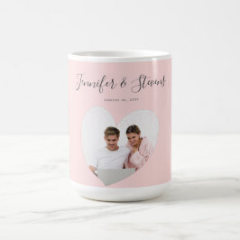Custom Couple PhotoHeart Blush Pink Jubileum Koffiemok