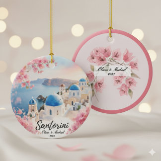 Custom Couple’s Travel Keepsake Keramisch Ornament