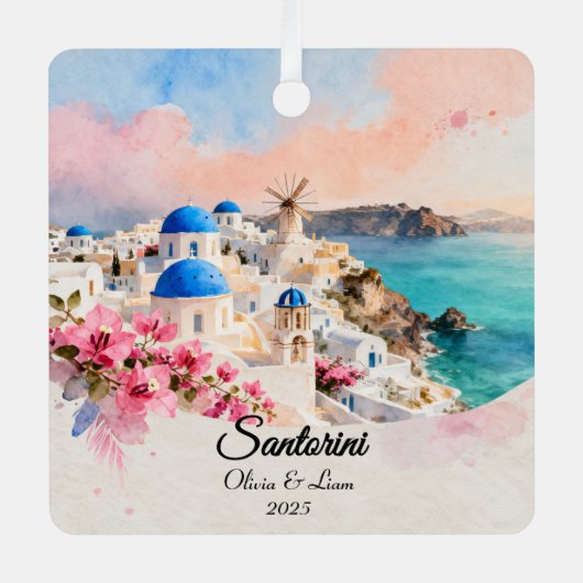 Custom Couple’s Travel Keepsake Metalen Ornament (Voorkant)