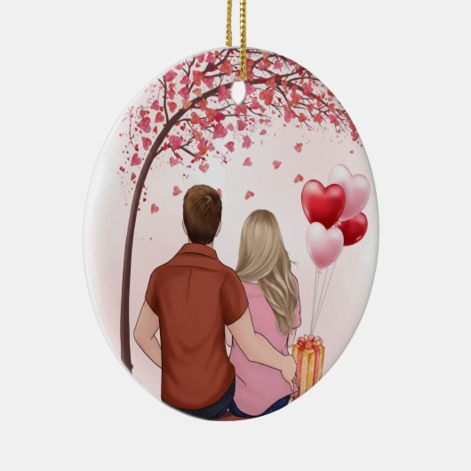 Custom Couple Valentine's Day Keramisch Ornament (Rechts)
