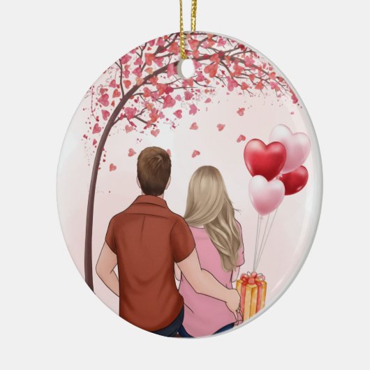 Custom Couple Valentine's Day Keramisch Ornament (Links)