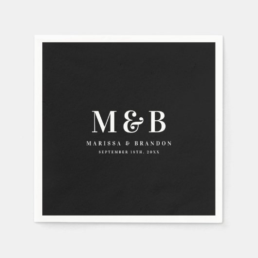 Custom Couple Wedding Monogram Initials Black Servet (Voorkant)