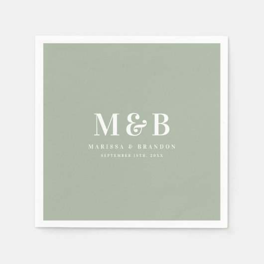 Custom Couple Wedding Monogram Initials Green Servet (Voorkant)
