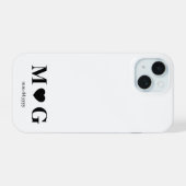 Custom Couples Monogram Heart Mark iPhone 15 Case (Achterkant horizontaal)