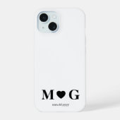 Custom Couples Monogram Heart Mark iPhone 15 Case (Achterkant)