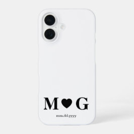 Custom Couples Monogram Heart Mark iPhone 16 Hoesje