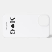 Custom Couples Monogram Heart Mark iPhone Hoesje (Achterkant horizontaal)