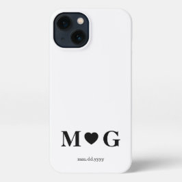 Custom Couples Monogram Heart Mark iPhone 13 Hoesje