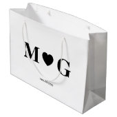 Custom Couples Monogram Large Gift Bag for Gifts Groot Cadeauzakje (Achterkant Gekanteld)