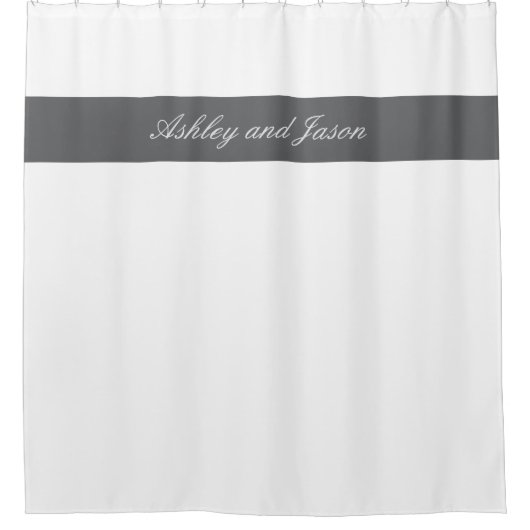 Custom Couples Naam Grijs en Wit Douchegordijn (Voorkant)