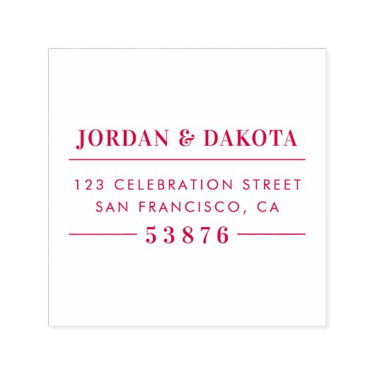 Custom Couple's Namen Rood Bruiloft Retouradres Zelfinktende Stempel (Design)