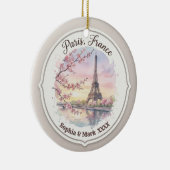 Custom Couple's Paris & Cherry Blossom Keepsake Keramisch Ornament (Rechts)