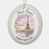 Custom Couple's Paris & Cherry Blossom Keepsake Keramisch Ornament (Links)