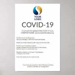 Custom Covid-19 Company Logo Safety Information Poster