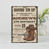 Custom Cowboy Hat and Lasso Western Birthday party Kaart (Staand voorkant)