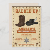 Custom Cowboy Western Theme Birthday Party Kaart (Voorkant / Achterkant)