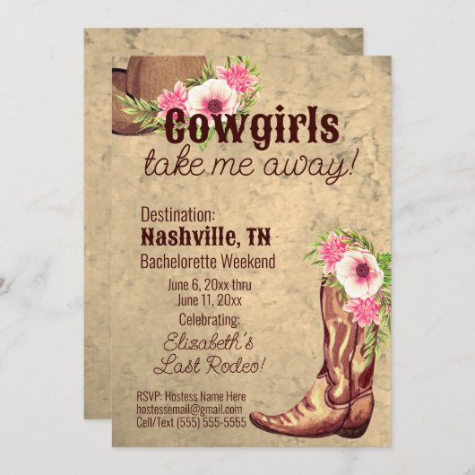 Custom Cowgirls neem me mee! Rustieke roze bloemen Kaart (Voorkant / Achterkant)