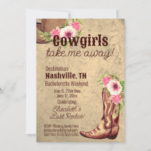 Custom Cowgirls neem me mee! Rustieke roze bloemen Kaart