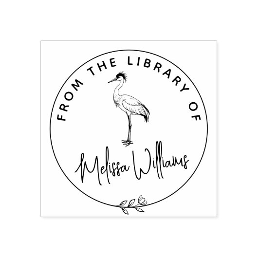 Custom Crane Ex Libris Uit het Bibliotheekboek Rubberstempel (Afrduk)