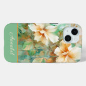Custom Cream & Gold Floral Waterverf Case-Mate iPhone Case (Achterkant (horizontaal))