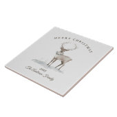 Custom cream white reindeer Christmas gift Tegeltje (Zijkant)