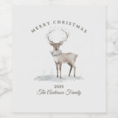 Custom cream white reindeer Christmas gift Wijn Etiket (Enkel label)
