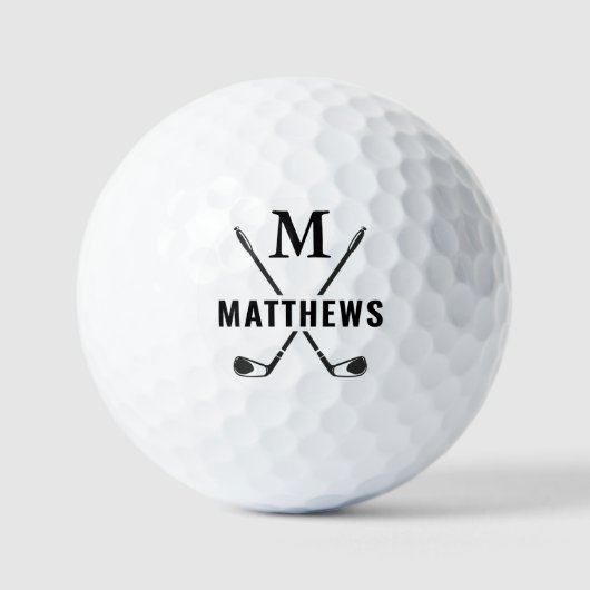 Custom Create Golfer Personalized Monogram & Name Golfballen (Voorkant)
