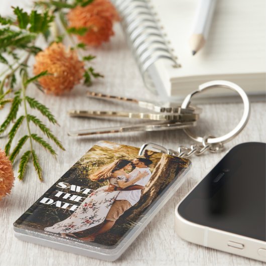 Custom Create Personalized Photo Save The Date  Sleutelhanger (Voorkant Rechts)