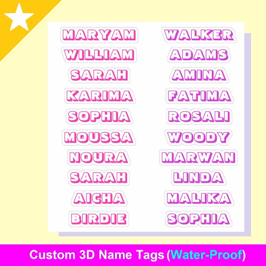 Custom Creative 3D Label Naam Stickers voor Meisje