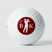 Custom Creëer Uw Eigen Golfer Monogram Rood Golfballen (Voorkant)