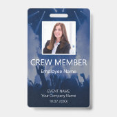 Custom Crew Member Barcode Event Blue Badge (Voorzijde)