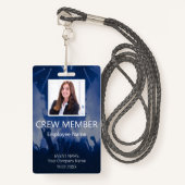 Custom Crew Member Barcode Event Blue Badge (Voorkant met draagriem)
