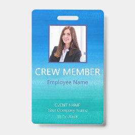 Custom Crew Member Barcode Event Blue Badge