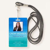 Custom Crew Member Barcode Event Blue Badge (Voorkant met draagriem)