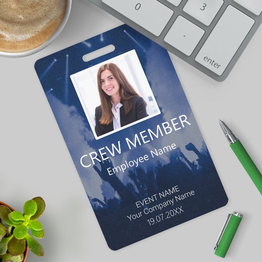 Custom Crew Member Barcode Event Blue Badge