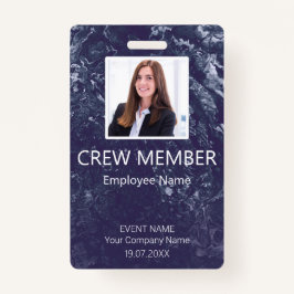Custom Crew Member Barcode Event Blue Badge