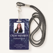 Custom Crew Member Barcode Event Blue Badge (Voorkant met draagriem)