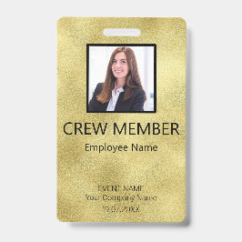 Custom Crew Member Barcode Event Gold Badge