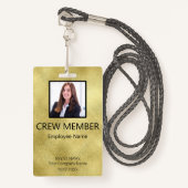 Custom Crew Member Barcode Event Gold Badge (Voorkant met draagriem)