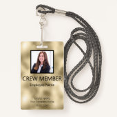 Custom Crew Member Barcode Event Gold Badge (Voorkant met draagriem)