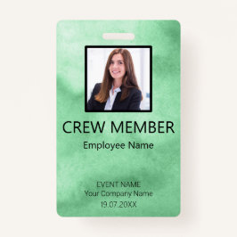 Custom Crew Member Barcode Event Green Badge