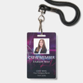 Custom Crew Member Barcode Event Paarse Badge (Voorzijde met lanyard)
