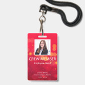 Custom Crew Member Barcode Event Red Badge (Voorzijde met lanyard)