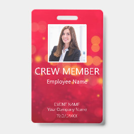 Custom Crew Member Barcode Event Red Badge