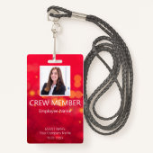 Custom Crew Member Barcode Event Red Badge (Voorkant met draagriem)