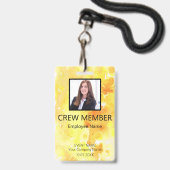 Custom Crew Member Barcode Event Yellow Badge (Voorzijde met lanyard)