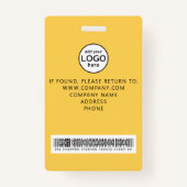 Custom Crew Member Barcode Event Yellow Badge (Achterkant)