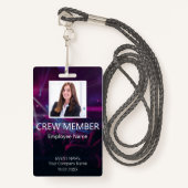 Custom Crew Member Event Paarse badge (Voorkant met draagriem)