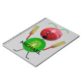 Custom Cricket Cartoon Notitieboek (Linkerzijde)