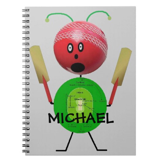 Custom Cricket Cartoon Notitieboek (Voorkant)